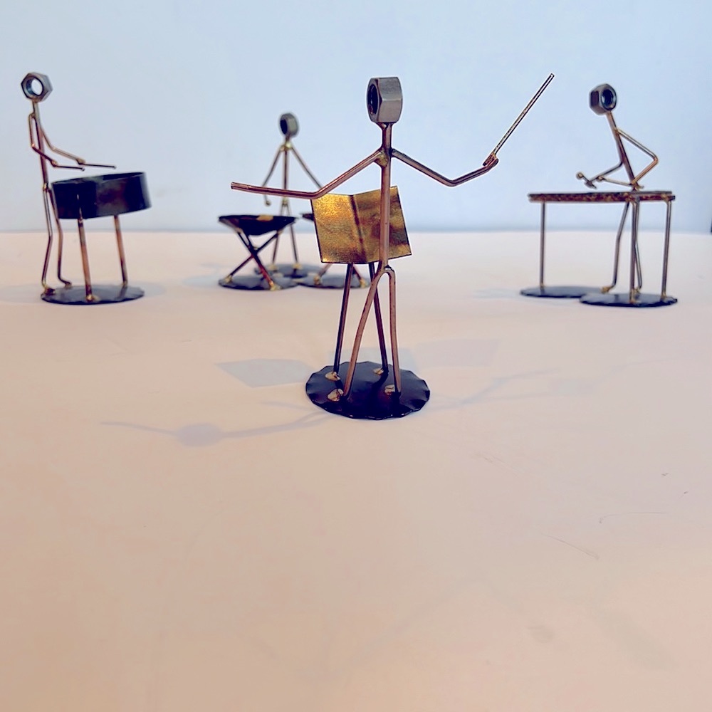4 PIECE MUSICAL METAL FIGURINES-made from recycled material